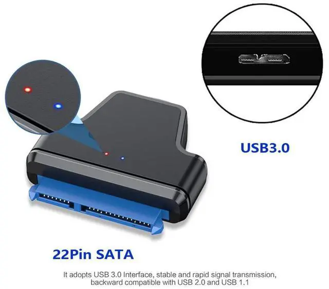 Alt view image 5 of 7 - 5Gbps Micro USB 3.0 to SATA 22Pin 7+15 Enclosure Adapter for 2.5" Hard Disk Drive SSD HDD Mass Storage Class