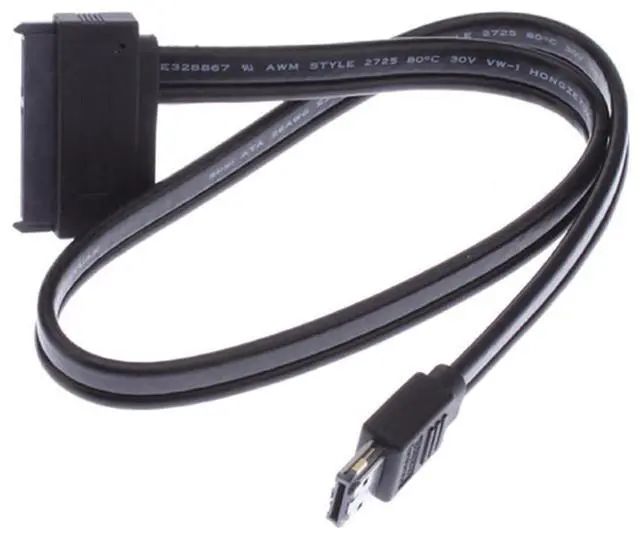 Alt view image 4 of 7 - 50cm Dual Power 12V and 5V eSATAp Power ESATA USB 2.0 Combo to 22Pin SATA Cable for 2.5" 3.5" Hard Disk Drive