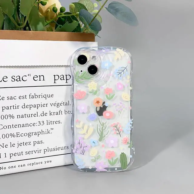 Alt view image 4 of 4 - for iPhone 16 Pro Case, Cute Clear Blue Floral Bear Camera Lens Case with Lovely Flower Wrist Strap Bracelet Chain for Women Girly,Shockproof Cover-Clear