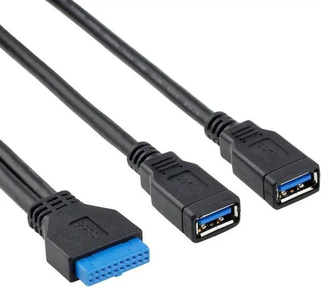 Alt view image 2 of 4 - WISDUM 2 Port Internal USB 3.0 Motherboard 20-Pin Header to 2x USB 3.0 A 10-Inch Fem