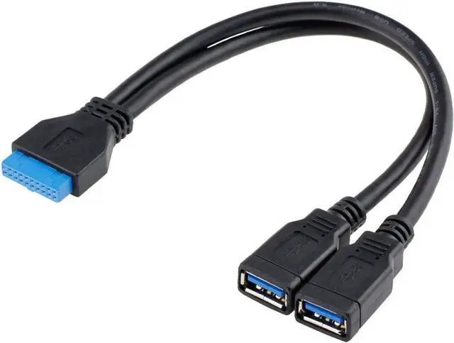 Main image of WISDUM 2 Port Internal USB 3.0 Motherboard 20-Pin Header to 2x USB 3.0 A 10-Inch Fem