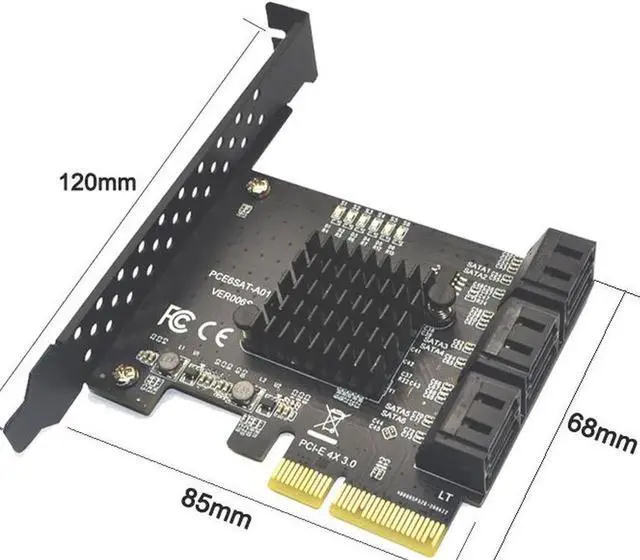 Alt view image 5 of 7 - WISDUM PCIe SATA Card, PCI-E 3.0 to 6 Port SATA Card, SATA Controller Expansion Card with Low Profile Bracket, Non-Raid, Boot as System Disk, Support 6 SATA 3.0 Devices