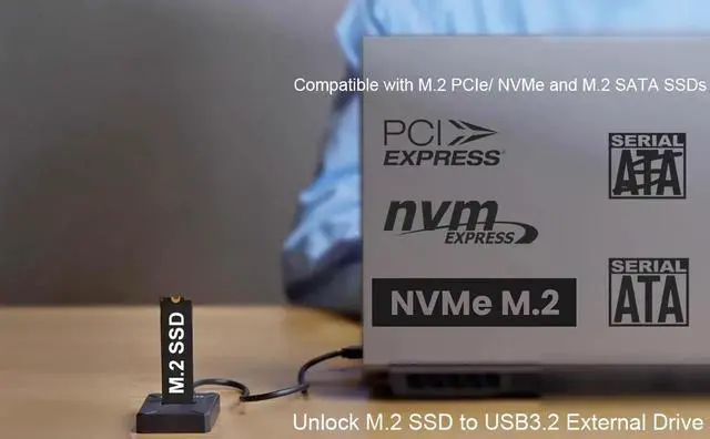 Alt view image 5 of 7 - WISDUM Vszerda M.2 NVMe & SATA SSD Reader Adapter, M.2 SSD to USB C Docking Station for M.2 (M Key, B+M Key) NVMe and SATA NGFF SSD Size for 2280 2260 2242 2230 22110 Enclosur