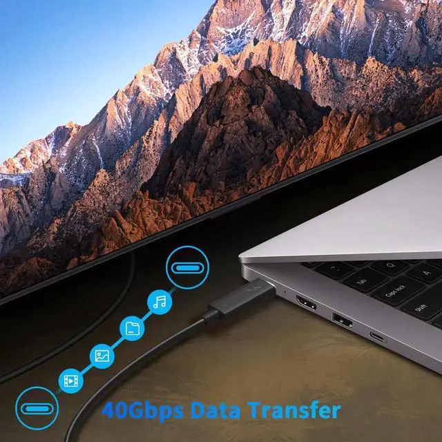 Alt view image 5 of 6 - WISDUM 40Gbps Thunderbolt 4 Cable 2.3ft, Supports 8K Display/ 100W Charging USB C to USB C Cable 0.7M, for USB4 Thunderbolt 3 MacBooks iPad Pro/Air Hub Docking SSD Enclosure