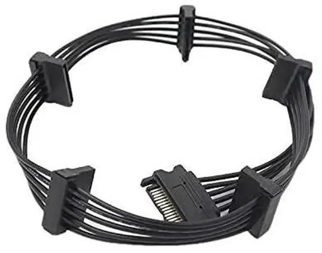 Main image of WISDUM 2 Pack 15 Pin SATA to 5 SATA Power Splitter Extension Cable for HDDSSD - 21 Inches