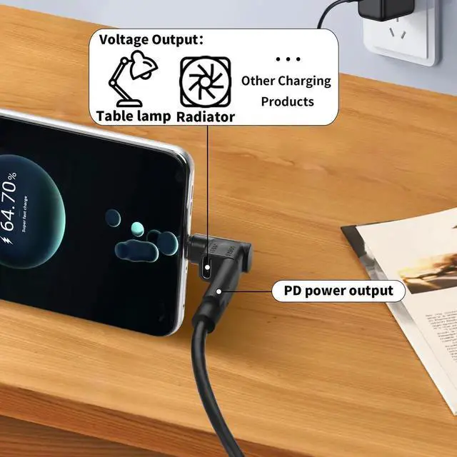 Alt view image 3 of 6 - WISDUM Dual USB C Data Splitter Adapter 2-in-1 USB Type C Connectors Support 100W Fast Charge, USB3.1 (10Gbps) Data Transfer and 4K (60Hz) Resolution
