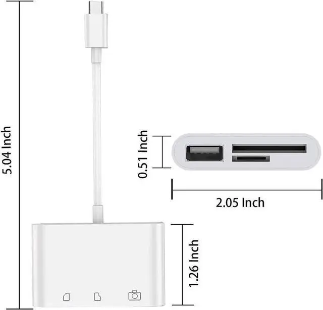 Alt view image 3 of 7 - WISDUM USB C to SD Card Reader- USB Camera Connection Kit, USB C to USB OTG Adapter, Type C Micro SD Card Reader for New iPad Pro 11"/12.9" 2018, MacBook Pro, Samsung, ChromeBook, XPS and More