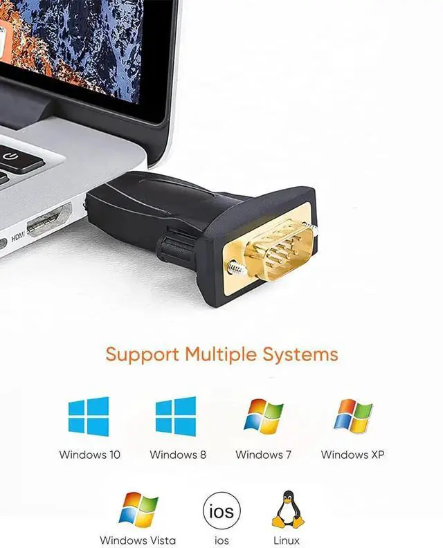 Alt view image 7 of 7 - WISDUM USB to RS232 Adapter with FTDI Chipset, USB to RS232 Male DB9 Serial Converter for Cashier Register, Modem, Scanner, Industrial Machinery, CNC, Black