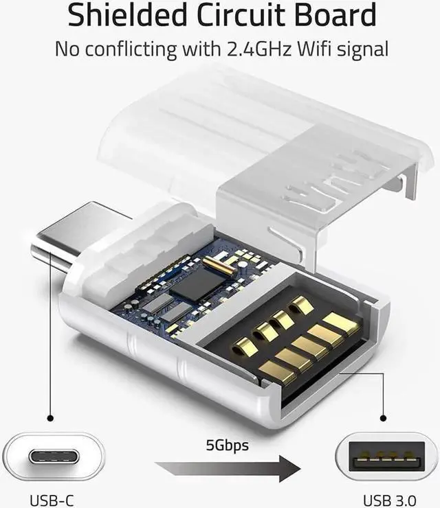 Alt view image 4 of 5 - DIXSG USB C to USB Adapter Pack of 2 USB C Male to USB3 Female Adapter Compatible with MacBook Pro 2021 iMac iPad Mini 6/Pro MacBook Air 2022 and Other Type C or Thunderbolt 4/3 Devices Space Silver