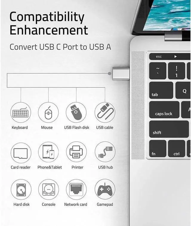 Alt view image 3 of 5 - DIXSG USB C to USB Adapter Pack of 2 USB C Male to USB3 Female Adapter Compatible with MacBook Pro 2021 iMac iPad Mini 6/Pro MacBook Air 2022 and Other Type C or Thunderbolt 4/3 Devices Space Silver