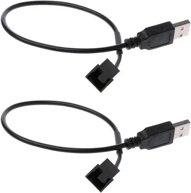 Alt view image 3 of 5 - 2 Pack USB to 3-Pin / 4-Pin PWM 5V USB Sleeved Fan Power Adapter Cable, USB to 3 Pin / 4 Pin Case Fan Adapter Connector Cable (USB-3Pin/4Pin Cable)