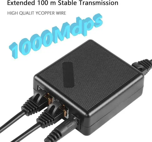 Alt view image 2 of 5 - DIXSG Gigabit Ethernet Splitter RJ45 Network Splitter 1 to 2 1000Mbps with DC Power Supply Adapter for Computer, Hub, Switch, Router, ADSL, Set-top Box, Digital TV, etc
