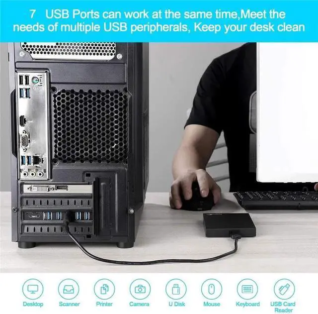 Alt view image 2 of 7 - DIXSG PCI-E to USB 3.0 7-Port(2X USB-C - 5X Type-A) Expansion Card,PCI Express USB Add in Card, Internal USB3 Hub Converter for Desktop PC Adapter Support Windows 10/8/7/XP and MAC OS 10.8.2 Above