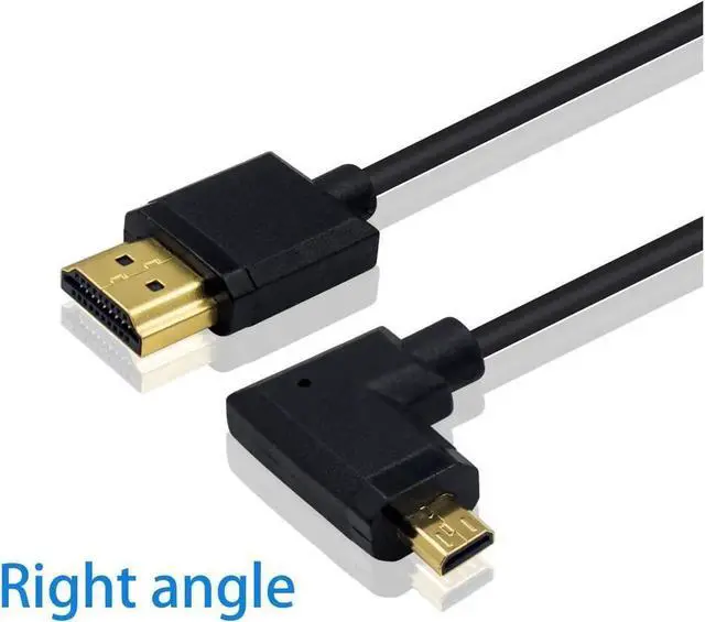 Alt view image 3 of 7 - DIXSG Micro HDMI to Standard HDMI Cable Micro HDMI to HDMI Adapter Cable Extreme Thin Right Angled Micro HDMI Male to HDMI Male Cable for 1080P 4K UltraHD 3D Ethernet (6 inch/ 15cm)