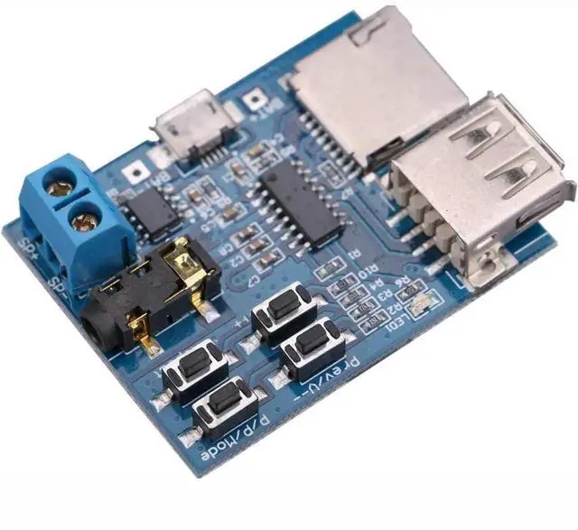 Alt view image 2 of 2 - DIXSG TF Card U Disk Play MP3 Decoder Player Module with Audio Amplifier Audio Decoding Player Module Micro USB 5V Power Supply