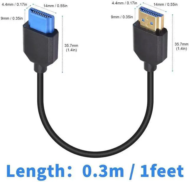 Main image of 8K Short HDMI Cable 1Feet/30, HDMI 2.1 Cable, 48Gbps Extreme Thin HDMI Male to HDMI Male Cable with 8K 60Hz Video and 3D HDR for TV/Xbox, Monitor, PC (Male to Male)