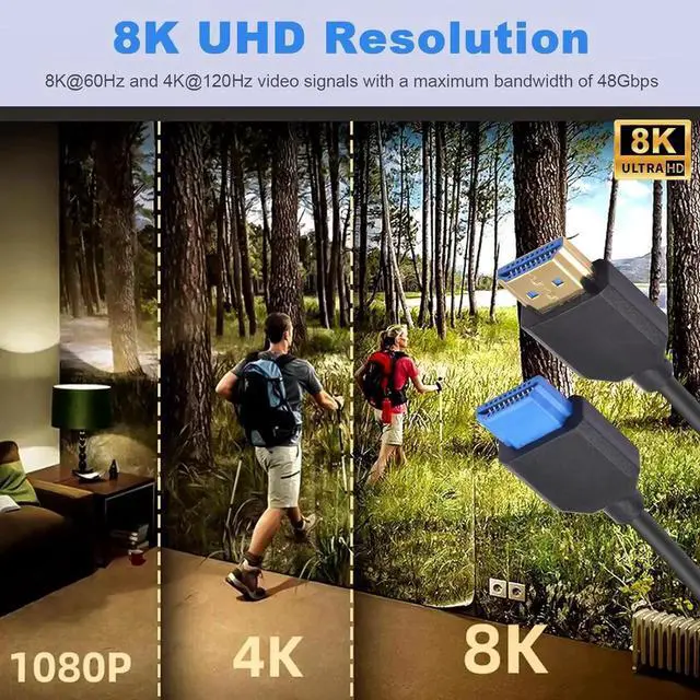 Alt view image 4 of 5 - 8K Short HDMI Cable 1Feet/30, HDMI 2.1 Cable, 48Gbps Extreme Thin HDMI Male to HDMI Male Cable with 8K 60Hz Video and 3D HDR for TV/Xbox, Monitor, PC (Male to Male)