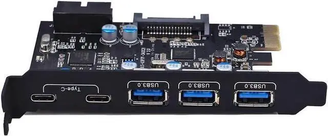 Alt view image 5 of 6 - PCI-E to Type C (2),Type A (3) USB 3.0 5-Port PCI Express Expansion Card Expanding 2 USB 3.0 Ports with Internal 19-Pin Connector for Window 7/8/10/XP/Vista