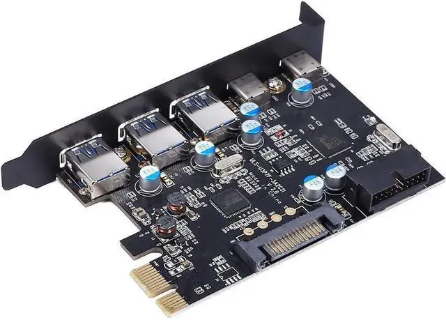 Main image of PCI-E to Type C (2),Type A (3) USB 3.0 5-Port PCI Express Expansion Card Expanding 2 USB 3.0 Ports with Internal 19-Pin Connector for Window 7/8/10/XP/Vista