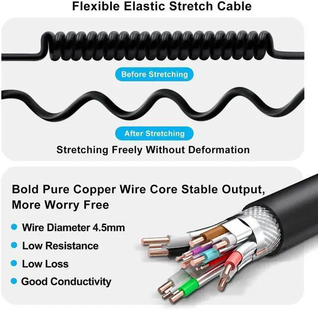 Alt view image 2 of 6 - DIXSG Coiled HDMI Cable 4K @ 60Hz HDMI Cable High Speed 3D, ARC, Ethernet, for Laptop, Monitor, PS5, PS4, Xbox One, Fire TV, PC (Black 0.5-2m)