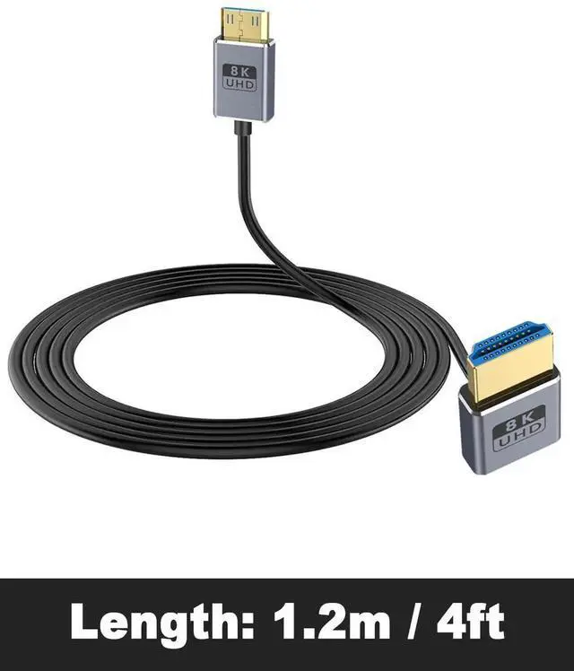 Main image of DIXSG 8K Mini HDMI to HDMI Cable 2.1 Cord 48Gbps,Ultra Thin Up Angle HDMI to Mini HDMI Male Cord, Support High Speed 8K@60Hz, 4K@240Hz for Camera, Camcorder, Graphics/Video Card 4FT