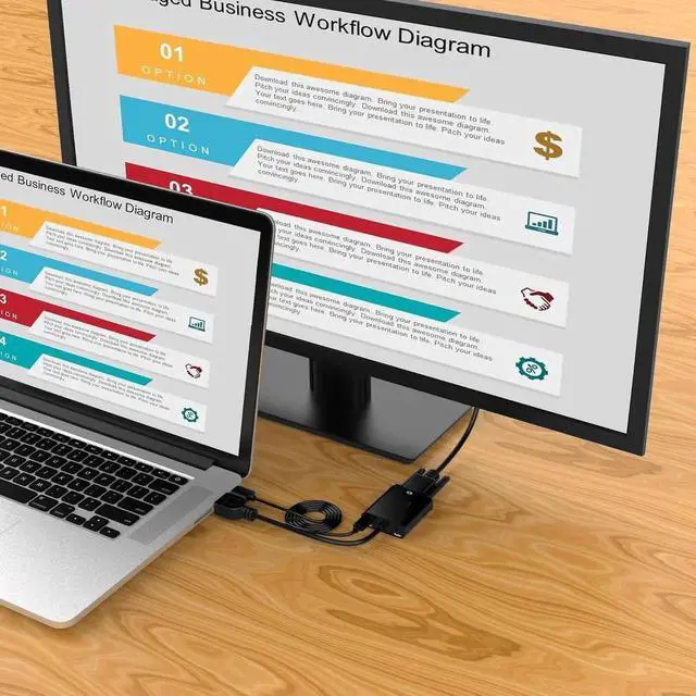 Alt view image 3 of 4 - HDMI to VGA with Audio, Gold-Plated Active HDMI to VGA Adapter (Male to Female) with Micro USB Power Cable & 3.5mm Audio Cable for PS4, MacBook Pro, Mac Mini, Apple TV and More - Black