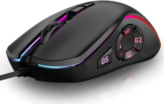 Main image of WISDUM Gaming Mouse USB Wired, RGB Backlit PC Mouse Computer Mice with 14 RGB LED Modes, 7200 DPI Adjustable, 10 Programmable Buttons, Ergonomic USB Optical Mouse for Windows MacOS Laptop Gamer