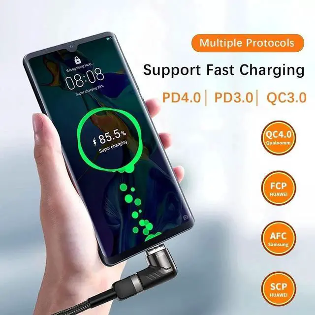 Alt view image 4 of 6 - WISDUM USB C Magnetic Adapter, (2 Pack) Magnetic USB C Adapter Type C Connector Right Angle with PD 100W Fast Charge, 480Mbps Data Transfer, for M-a-c-Book Pro/Air and More Type C Smartphone, Laptop