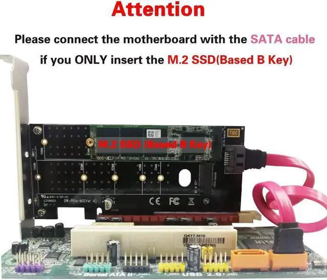 Main image of Dual M.2 PCIe Adapter, M2 SSD NVME (m-Key) or SATA (b-Key) 22110 2280 2260 2242 2230 to PCI-e 3.0 x4 Host Controller Expansion Card for Desktop PCI Express Slots