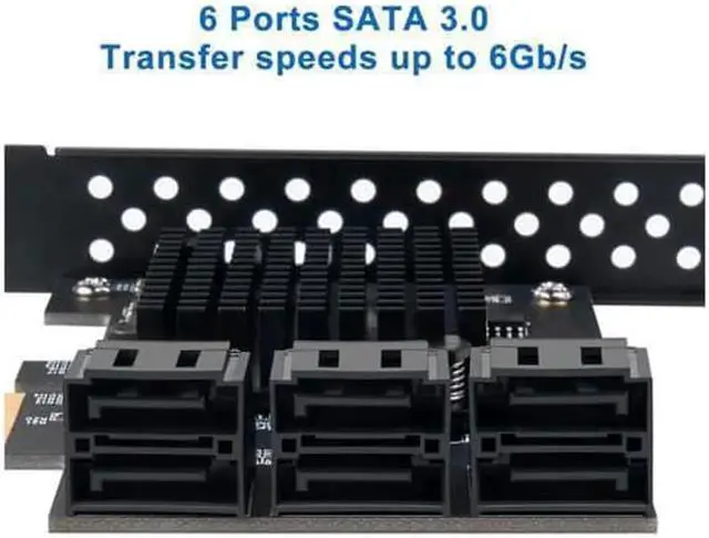 Alt view image 4 of 6 - WISDUM SATA Card 6 Port with 6 SATA Cables and a SATA Power Splitter Cable, 6 Gb/s PCIe SATA Controller Expression Card with Low Profile Bracket, Boot as System Disk Support 6 SATA 3.0 Devices