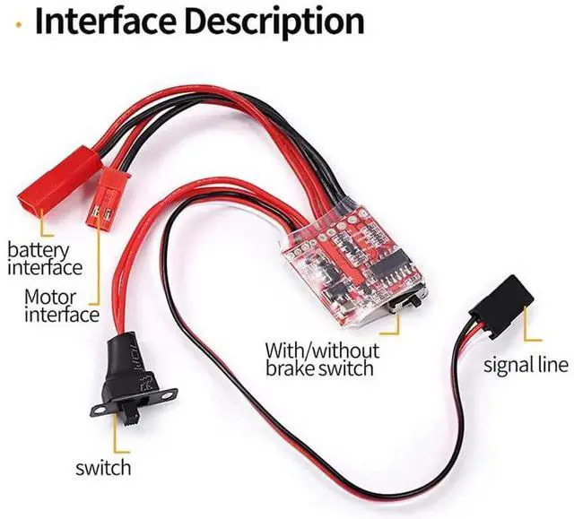 Alt view image 6 of 7 - WISDUM Mini 20A ESC Motor Speed RC ESC 2KHz Forward Reverse Brush Brake RC 2S for Controller Boat RC Car Tank (3PCS)