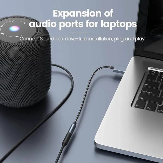 Alt view image 5 of 7 - DIXSG USB to 3.5mm Jack Audio Adapter, 2 in1 External USB Sound Card, 3.5mm Aux to USB to Audio Jack Sound Adapter Support CTIA OMTP Headphone TRRS Jack for PC Windows 10 PS4 Laptop Mac, 24Bit 96Khz