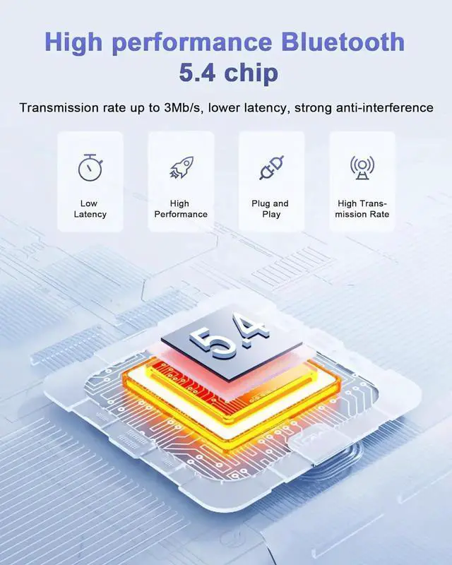 Alt view image 7 of 7 - DIXSG Bluetooth Adapter PC, BT 5.4 Bluetooth Dongle, Bluetooth Dongle USB Adapter, Bluetooth Stick, Low Latency, Plug & Play, with Windows 7/10/8.1/11, for Desktop, Laptop, Headset, Keyboard, Mouse