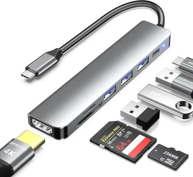 Main image of DIXSG 7-in-1 USB C Hub with 4K HDMI, Multiport USB C Adapter featuring 3 USB 3.0 Ports, 100W PD, SD/TF Compatibility, Ideal for MacBook, Surface Pro, iPad Pro/Air, Laptops and Other Type C Devices