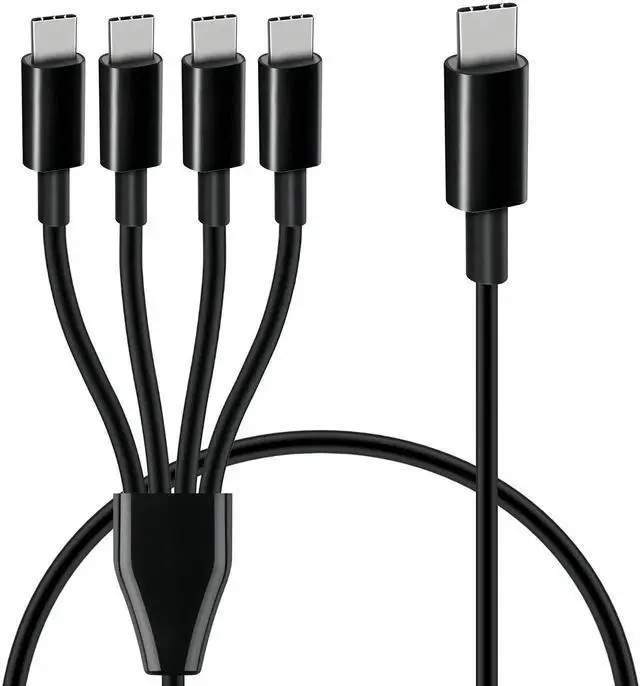 Main image of WISDUM Short USB C Splitter Multi Charging Cable, USB C Male to 4 Type-C Male Charge Cable, 4 in 1 Charging Cord Compatible with Mobile/Android and More (Black-0.5m-4C)
