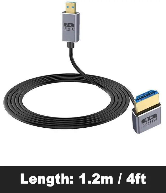 Alt view image 3 of 7 - WISDUM Micro HDMI to HDMI 2.1 Cable, Up Angle HDMI Male to Micro HDMI Cable 8K@60Hz, 4K@240Hz, 48Gbps High Speed Compatible with Raspberry Pi 5/Pi 4/GoPro Hero 7 6/S.ony A6000 Camera 4FT/1.2M