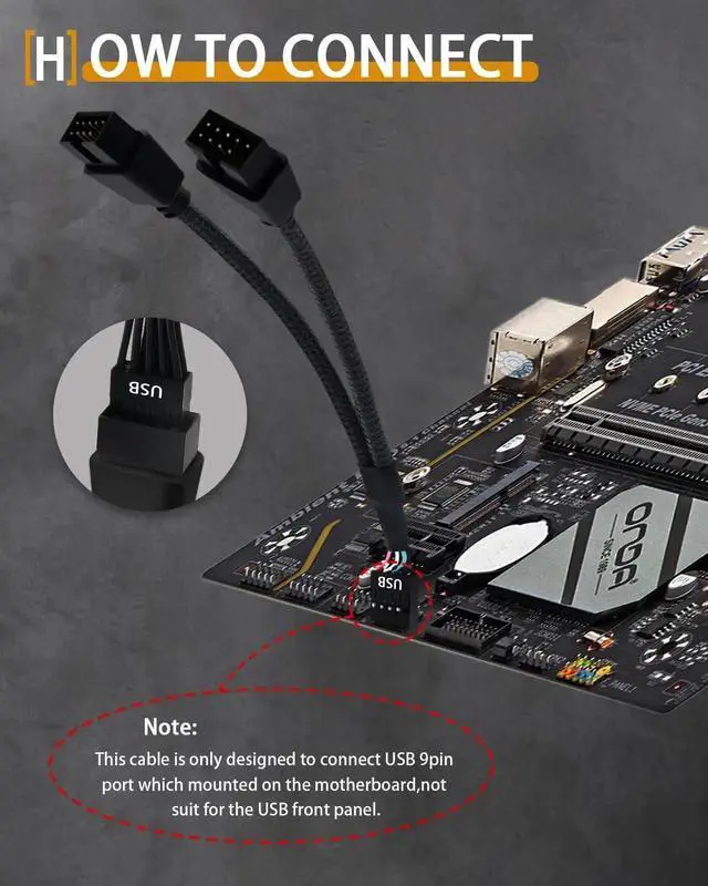 Alt view image 7 of 7 - WISDUM USB Header Splitter, Motherboard 9 Pin USB 2.0 to Dual 9 Pin Extension Header Cable for PC Computer Internal Motherboard USB Hub (Pack of 2)