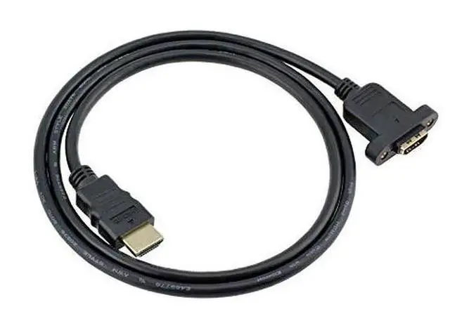 Alt view image 3 of 5 - WISDUM Panel Mount HDMI Extension Cable High Speed HDMI Male to Female Extension Cable with Screw Nut Support 4K Resolution for Blu Ray Player, 3D TV, Roku, Xbox360,Black (3.3FT/1M)