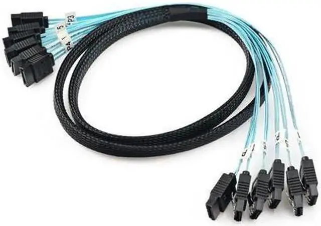 Alt view image 7 of 7 - WISDUM High Speed 6Gbps 6pcs Set Sata 6 SATA Cable SAS Cable for Server 1M