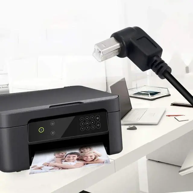 Alt view image 2 of 7 - WISDUM USB 2.0 Type-B Printer Cable, 2-Pack USB 2.0 B Female to Type-B Male (90 Degree UP + Down Right Angle) Printer Short Extension Cable for Scanner, Mobile HDD and More (UP-Down)