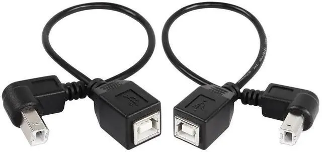 Main image of WISDUM USB 2.0 Type-B Printer Cable, 2-Pack USB 2.0 B Female to Type-B Male (90 Degree UP + Down Right Angle) Printer Short Extension Cable for Scanner, Mobile HDD and More (UP-Down)