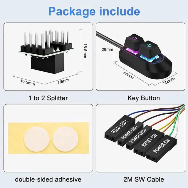 Alt view image 4 of 7 - WISDUM External Power Button for Desktop, PC Power Switch, Push Button, Manual Operation, Black