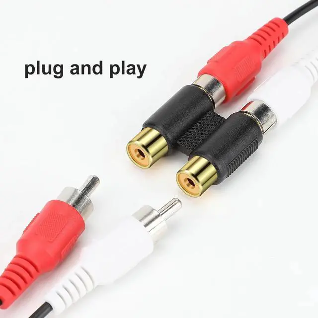 Alt view image 3 of 7 - WISDUM 2 RCA Female Jack to Female Jack Adapter Coupler Gold Plated RCA Connector Extender Dual RCA A/V Cable Jointer Converter for Speaker, Amplifier, RCA Cable, Gold