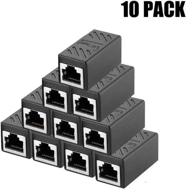 Main image of WISDUM RJ45 Coupler, Ethernet Cable Extender Adapter for Cat7 Cat6 Cat5e, Ethernet Cable Coupler (Black-2 Pack) 10 packs