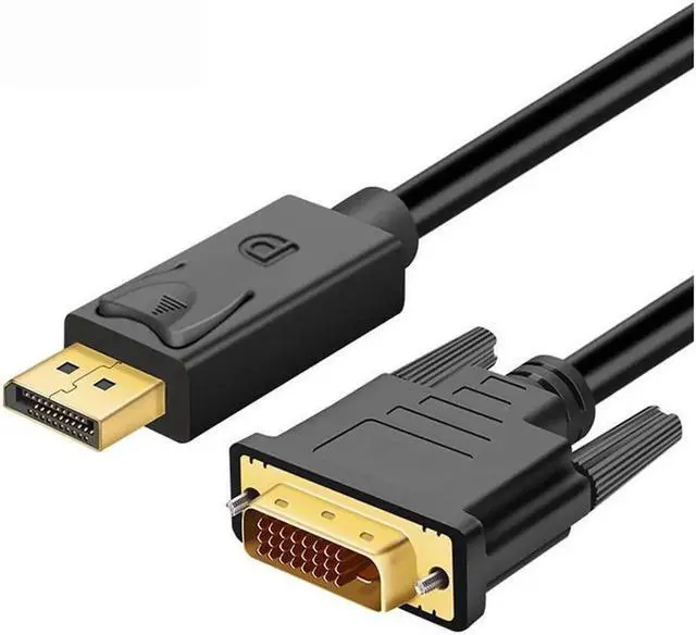 Main image of WISDUM DisplayPort to DVI Adapter, Dp Display Port to DVI Converter Male to Male Gold-Plated Cord 6 Feet Black Cable for HP and Other Brand