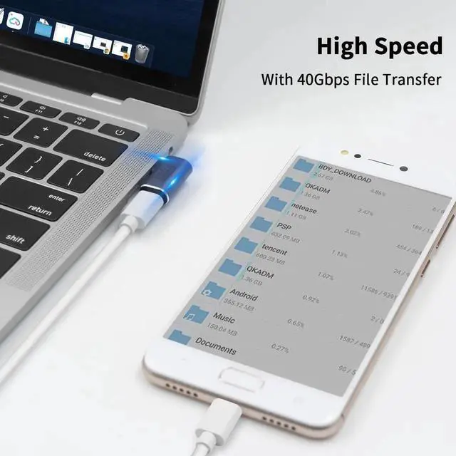 Alt view image 2 of 7 - WISDUM Right Angle USB C Adapter, 40Gbps 90 Degree Type C Extender Support 8K Video & 100W Charging for Thunderbolt 4, USB 4, Mobile Phone, Tablet, 2Pack