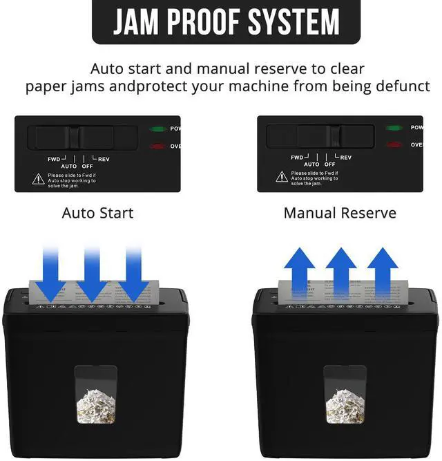 Alt view image 6 of 7 - Paper Shredder for Home Use,5 Sheets Small Crosscut Paper Shredder,P-4 Security Level with 2.38-Gallon Basket, 4-Mode Design-Durable & Fast and Jam Proof for Home Office Utilization