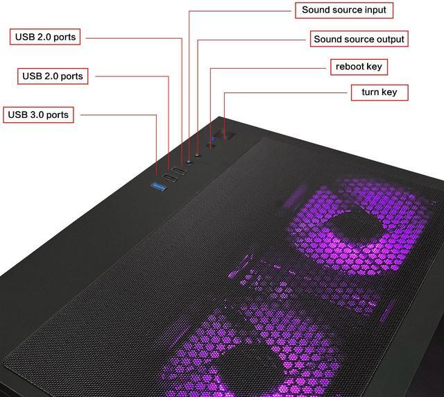 Alt view image 6 of 7 - AOACE Gaming PC Desktop INTEL Core i5 14400F 2.5 GHz, NVIDIA RTX 5060 8G DLSS 4, 32GB DDR4 RAM 3200MHz,1TB NVMe PCIe4.0, Wi-Fi6E, Game Design Office console,Sea View Room,Windows 11 Home 64-bit