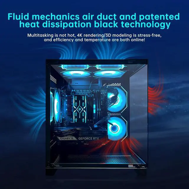 Alt view image 4 of 7 - AOACE Gaming PC Desktop INTEL Core i5 14400F, NVIDIA RTX 5060Ti 8G DLSS 4 , 32GB DDR5 RAM 6400MHz,1TB NVMe PCIe4.0, Wi-Fi6E, Game Design Office console,Sea View Room