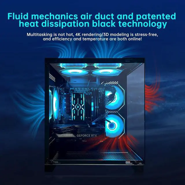 Alt view image 4 of 7 - AOACE Gaming PC Desktop INTEL Core i5 14400F, NVIDIA RTX 5050 8G DLSS 4, 32GB DDR4 RAM 3200MHz,1TB NVMe PCIe4.0, Wi-Fi6E, Game Design Office console,Sea View Room